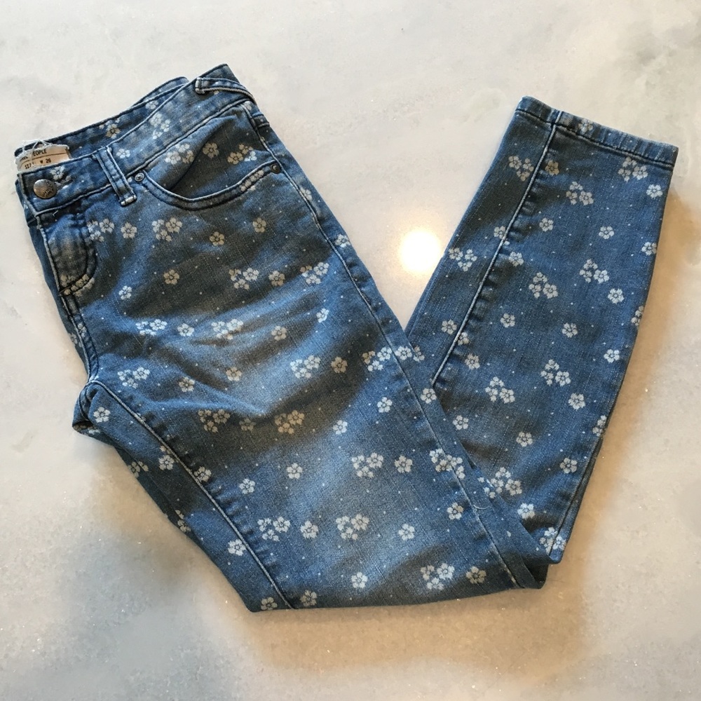 free people floral printed jeans